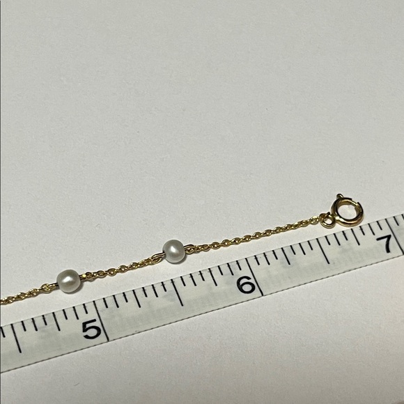 14K Gold + Black Onyx w/ double-sided Diamonds on stationed Pearl chain bracelet - Picture 7 of 14